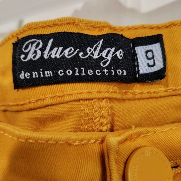 Blue Age Collection Mustard Yellow size 9 destructed skinny Jeans - Picture 4 of 8